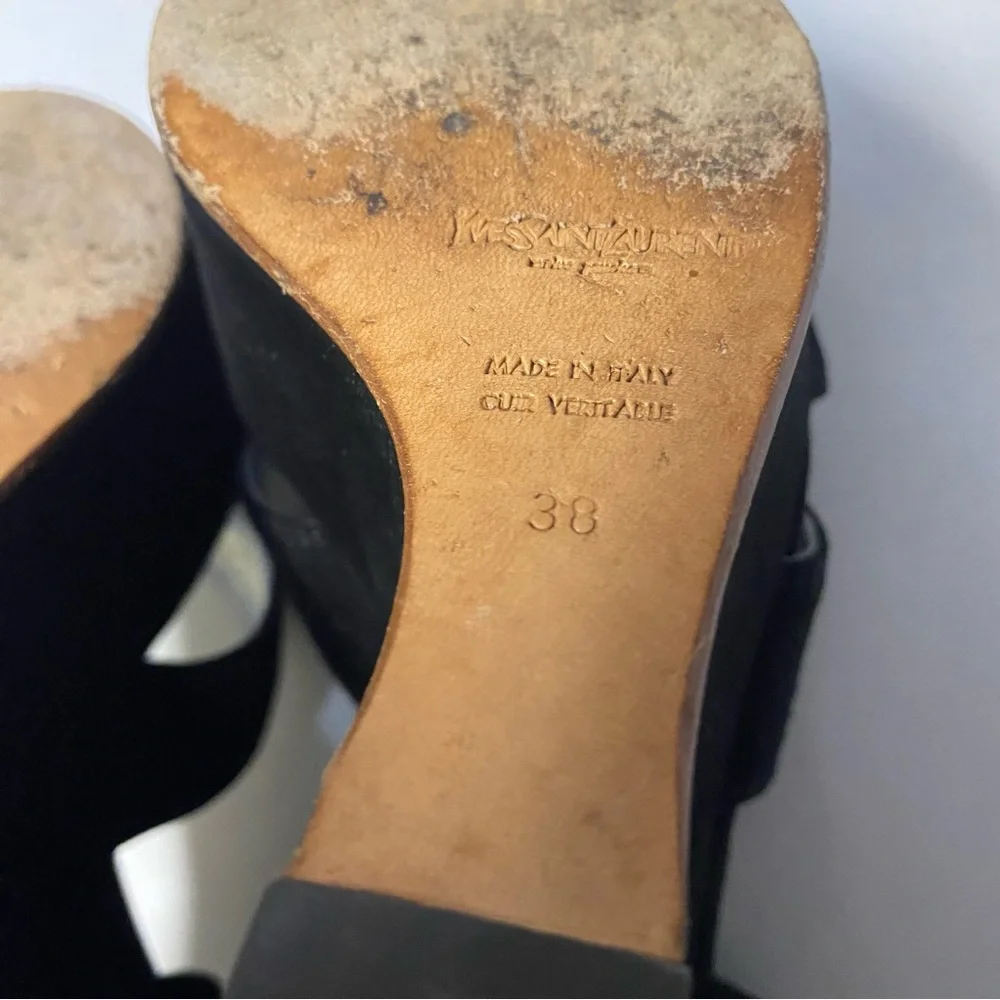 Yves Saint Laurent YSL Platform Wedge Heels Size 8 Suede Rive Gauche Designer